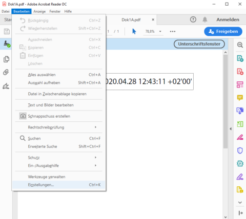 Signatur und Zeitstempel in Adobe Acrobat DC konfigurieren | Global Trust